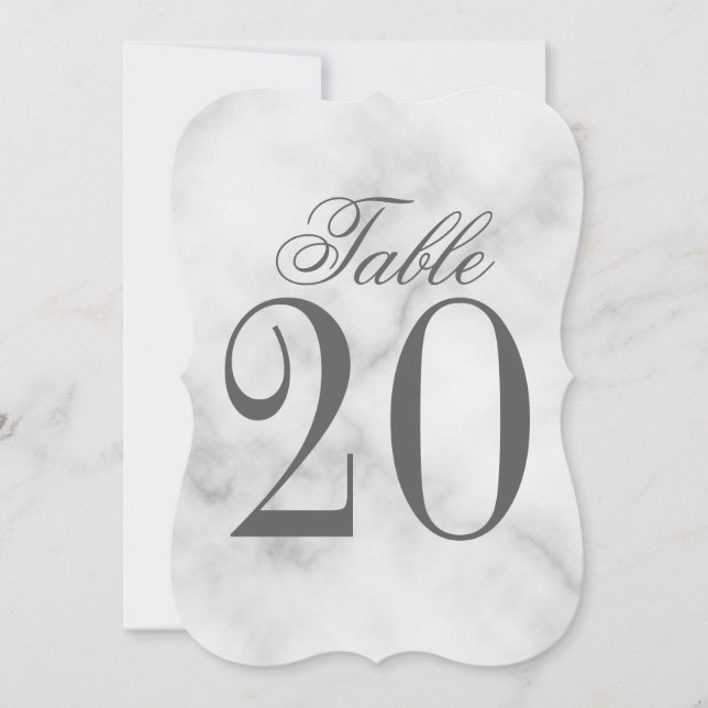 White Marble Wedding Table Number (Front)