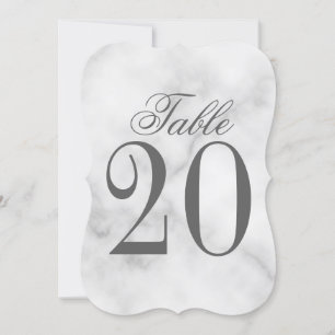 White Marble Wedding Table Number