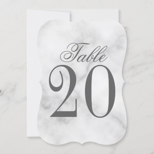 White Marble Wedding Table Number