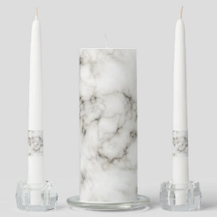 white-marble wedding unity candle set