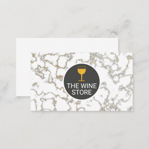 White Marble  Wine Glass Business Card