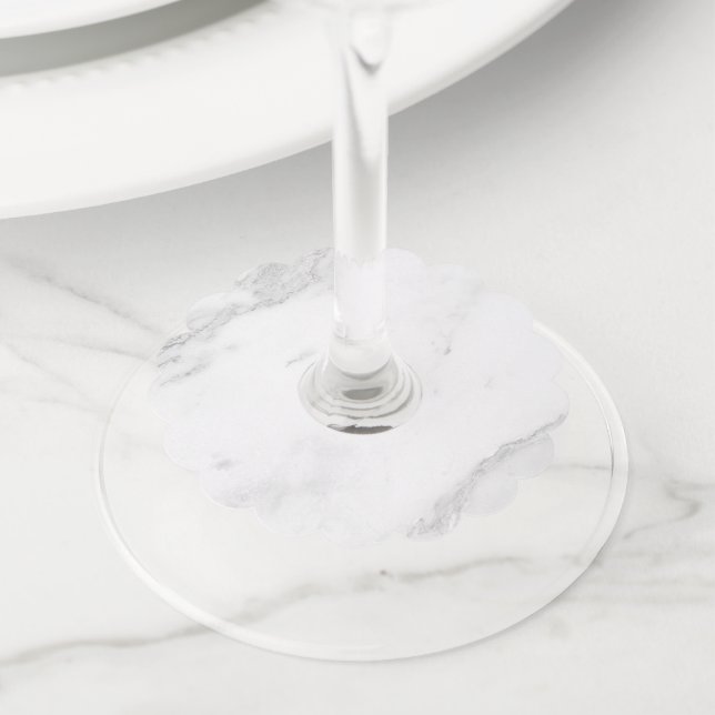 White Marble Wine Glass Tag (Close Up)