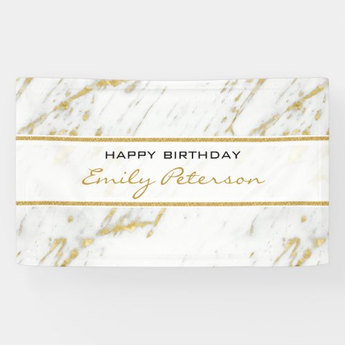 White Marble With Gold Glitter Banner