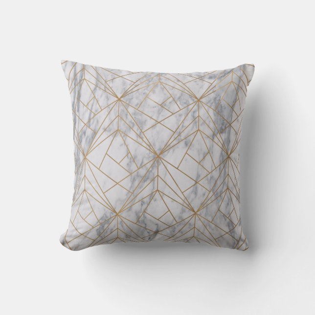 white marble with gold inlay throw pillow (Front)
