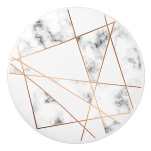 White Marble with Gold Lines Pretty Ceramic Knob