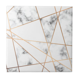 White Marble with Gold Lines Pretty Ceramic Tile
