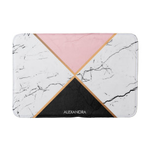 White Marble With Golden Lines Bath Mat