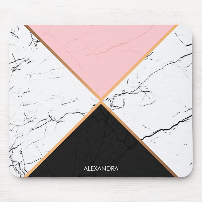 White Marble With Golden  Lines Mouse Pad (Front)