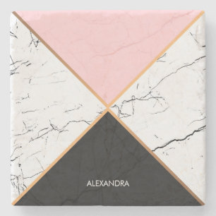 White Marble With Golden  Lines Stone Coaster