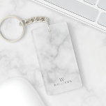 White Marble with Personalized Monogram and Name Keychain<br><div class="desc">White Marble with Personalized Monogram and Name Gift featuring monogram and name in grey modern sans serif font style on white marble background. Perfect gift for dad, husband, family, newlywed and more. Also perfect as bridesmaids and groomsmen gift, wedding gift, holiday gift, family reunion gift and gift for any special...</div>
