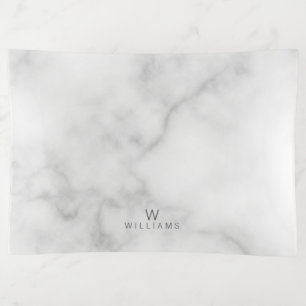 White Marble with Personalized Monogram and Name Trinket Tray