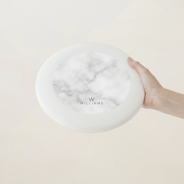 White Marble with Personalized Monogram and Name Wham-O Frisbee (In Hand)