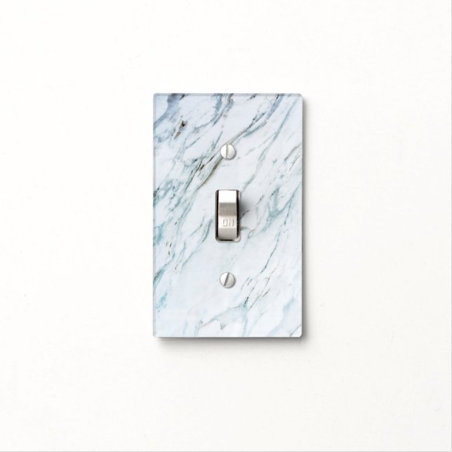 White Marbled With Blue Light Switch Cover (In Situ)