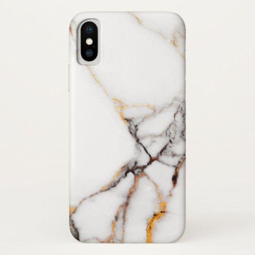 White Marbled With Grain iPhone X Case