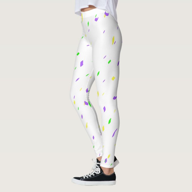 White Mardi Gras Confetti Leggings (Left)