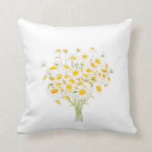 white Margaret daisy  watercolor throw pillow