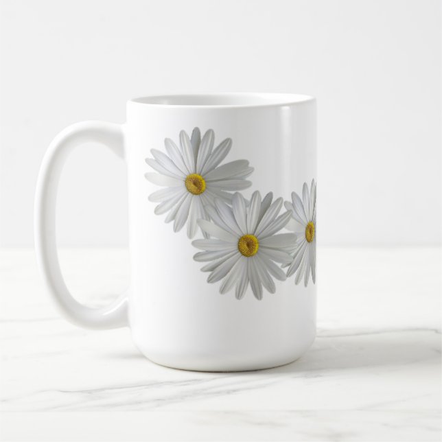 White Marguerite Daisy Flowers Coffee Mug (Left)
