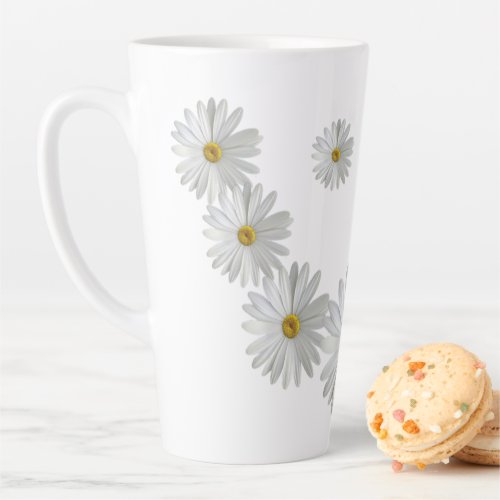 White Marguerite Daisy Flowers Latte Mug