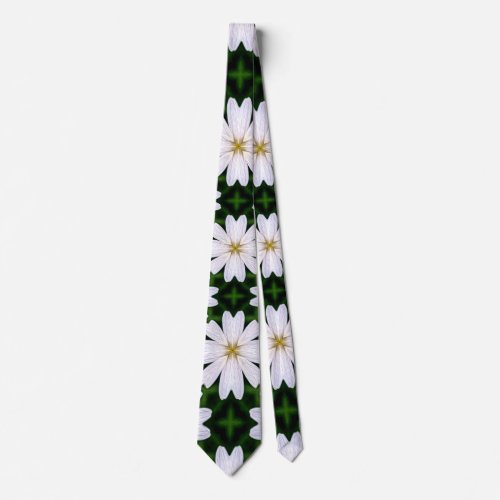 White Marguerite Pattern Neck Tie