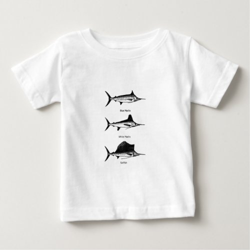 White Marlin _ Blue Marlin _ Sailfish Logo Baby T_Shirt