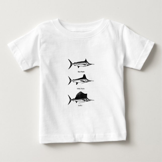 White Marlin - Blue Marlin - Sailfish Logo Baby T-Shirt (Front)