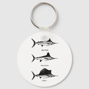 White Marlin - Blue Marlin - Sailfish Logo Keychain