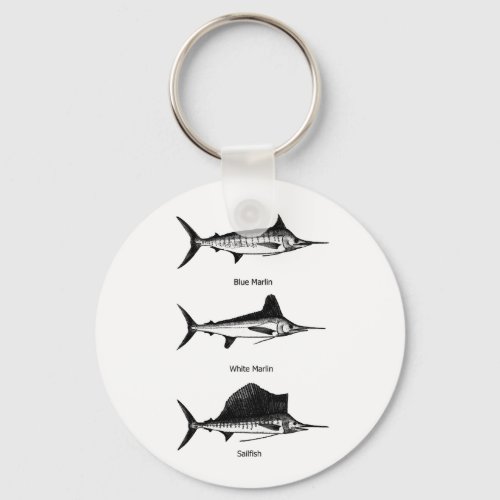 White Marlin _ Blue Marlin _ Sailfish Logo Keychain