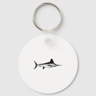 White Marlin Line Art Logo Keychain
