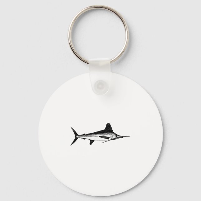 White Marlin Line Art Logo Keychain (Front)