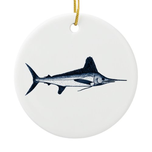 White Marlin Logo Ceramic Ornament