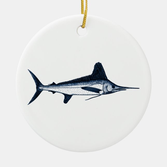 White Marlin Logo Ceramic Ornament (Front)