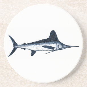 White Marlin Logo Sandstone Coaster