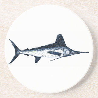White Marlin Logo Sandstone Coaster