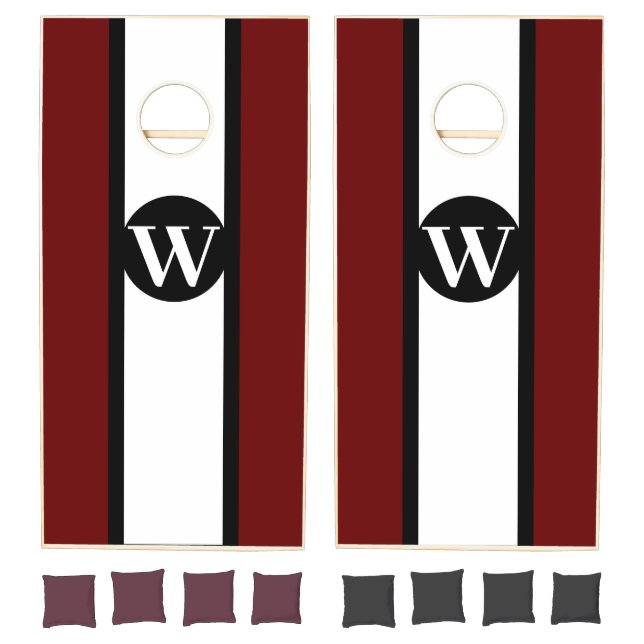 White & Maroon College Initial Cornhole Set (Set)