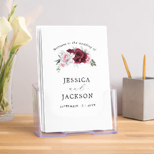 White Maroon Rose Floral Wedding Brochure