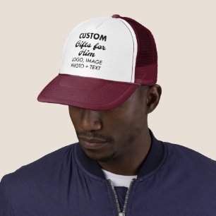 White & Maroon Trucker Hat Custom Gifts for Him
