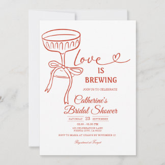 White Martini Bridal Shower Love Is Brewing Theme Invitation