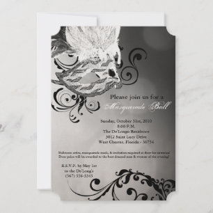 White Masquerade Ball Mask Costume Halloween Part Invitation