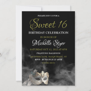 White Masquerade Sweet 16 Invitation