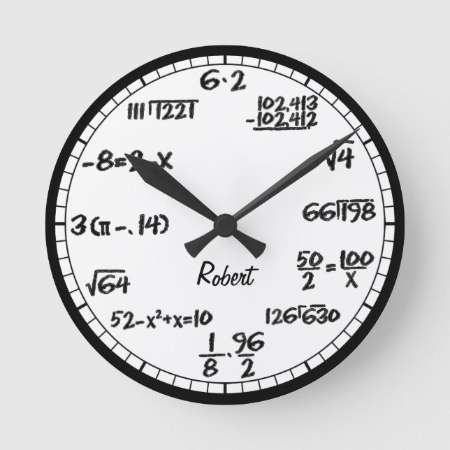 White Math Equations Custom Large Clock (Front)