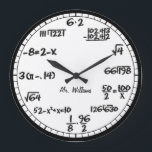 White Math Equations Custom Large Clock<br><div class="desc">White Math Equations Custom Large Clock.</div>