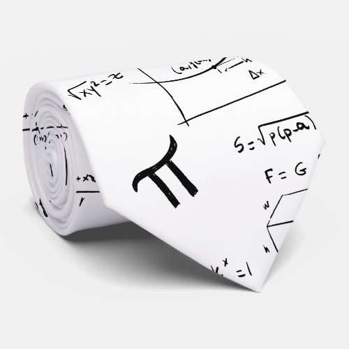 White Math Equations Formulas School Teacher Neck Tie