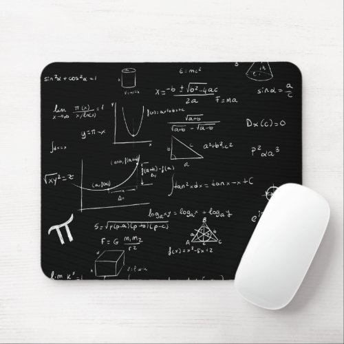 White Mathematic Formulas and Equations Dark Grey Mouse Pad