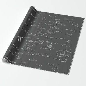 White Mathematic Formulas and Equations Dark Grey Wrapping Paper