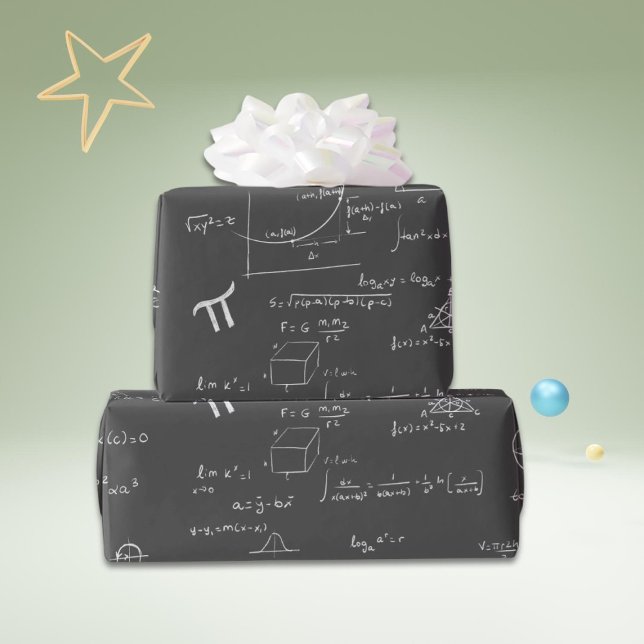 White Mathematic Formulas and Equations Dark Grey Wrapping Paper (Creator Uploaded)
