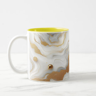 White & Matte Gold Marble Texture Background Desig Two-Tone Coffee Mug
