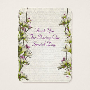 White mauve floral wedding favor thank you tag