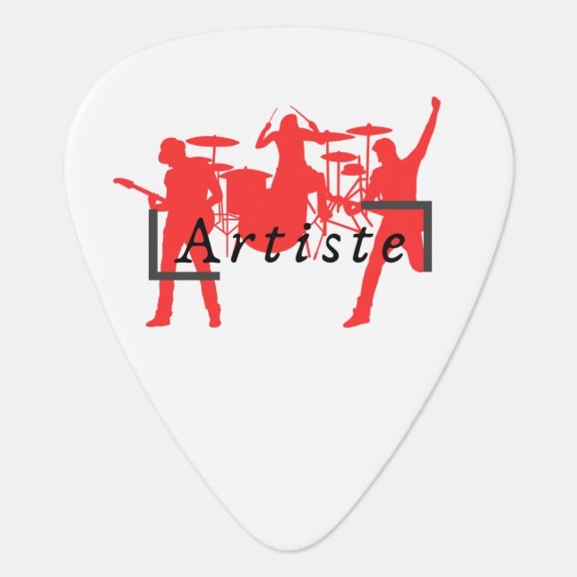 White mediator with pattern ARTIST MUSIC creashop Guitar Pick (Front)