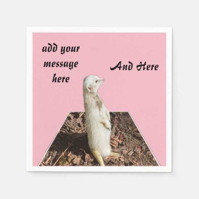 White Meerkat Dimensional Art Template, Napkins (Front)