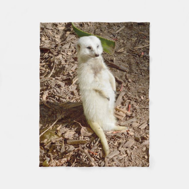 White Meerkat, Small Fleece Blanket. Blanket (Front)